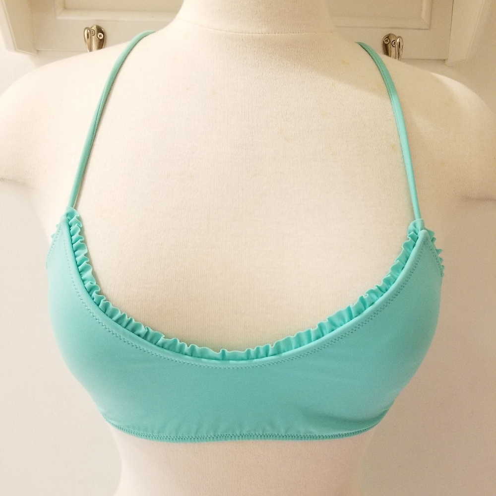 Victoria's Secret Lt Teal Scalloped Edge String Bikini Set  M/TOP XS/BOTTOM - Picture 5 of 10